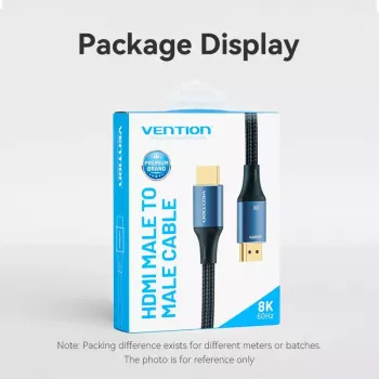 Kabel HDMI Vention 8K 48Gbps HDMI 2.1 Pleciony Bawełniany Męski-Męski 1 m Niebieski Aluminium
