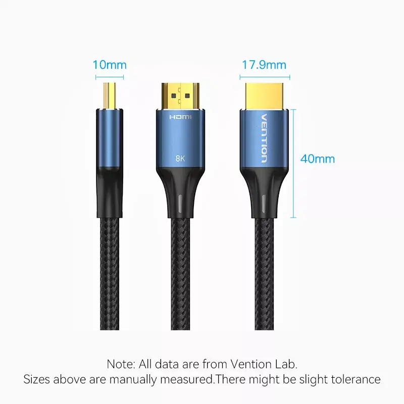 Kabel HDMI Vention 8K 48Gbps HDMI 2.1 Pleciony Bawełniany Męski-Męski 1 m Niebieski Aluminium