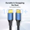Kabel HDMI Vention 8K 48Gbps HDMI 2.1 Pleciony Bawełniany Męski-Męski 1 m Niebieski Aluminium