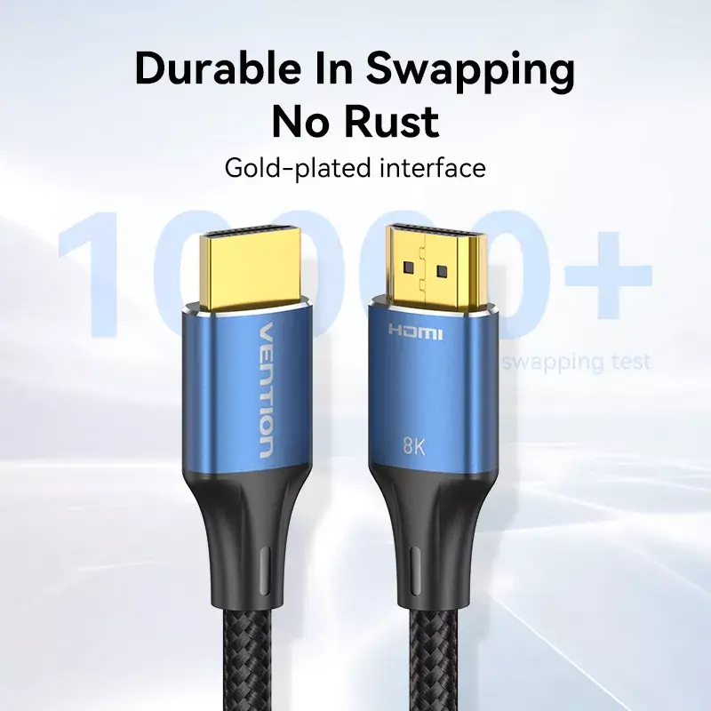 Kabel HDMI Vention 8K 48Gbps HDMI 2.1 Pleciony Bawełniany Męski-Męski 1 m Niebieski Aluminium
