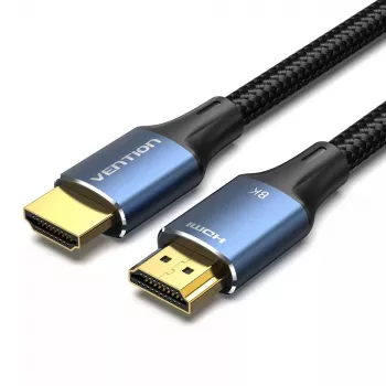 Kabel HDMI Vention 8K 48Gbps HDMI 2.1 Pleciony Bawełniany Męski-Męski 1 m Niebieski Aluminium