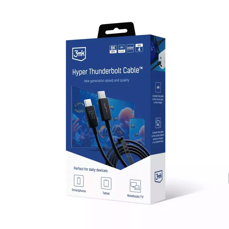 Kabel 3mk Hyper Thunderbolt 4 Pro, 240 W, 1 m