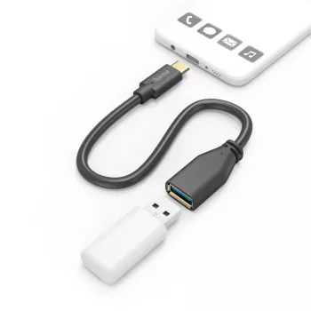 Hama 00201605 Kabel USB USB 3.2 Gen 1 (3.1 Gen 1) 0.15 m USB C USB A Czarny