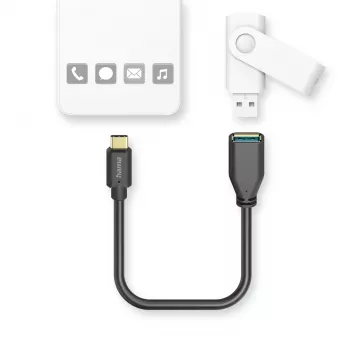 Hama 00201605 Kabel USB USB 3.2 Gen 1 (3.1 Gen 1) 0.15 m USB C USB A Czarny