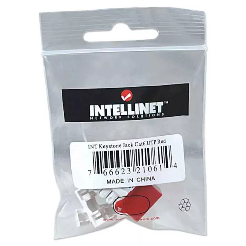 Intellinet Keystone Jack, Cat6, UTP, Punch-down, Czerwony