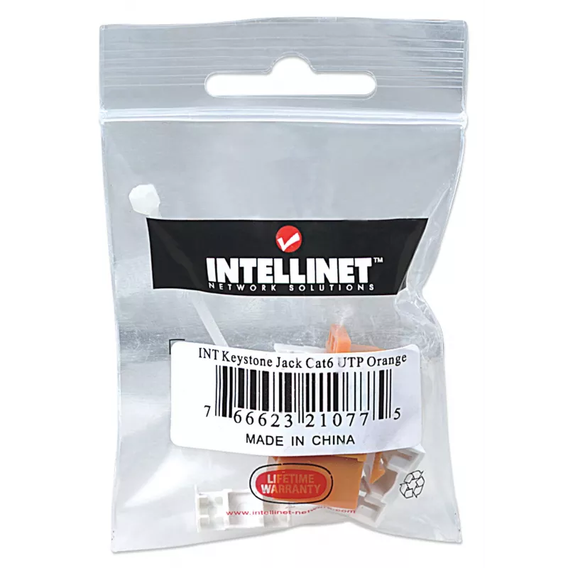 Intellinet Keystone Jack, Cat6, UTP, do zaciskania, pomarańczowy