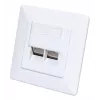 Intellinet 2-Port Cat6 10G Shielded RJ45 Wall Plate Flush Mount with Faceplate, STP, Signal biały RAL9003