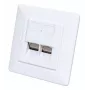 Intellinet 2-Port Cat6 10G Shielded RJ45 Wall Plate Flush Mount with Faceplate, STP, Signal biały RAL9003