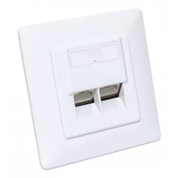 Intellinet 2-Port Cat6 10G Shielded RJ45 Wall Plate Flush Mount with Faceplate, STP, Signal biały RAL9003