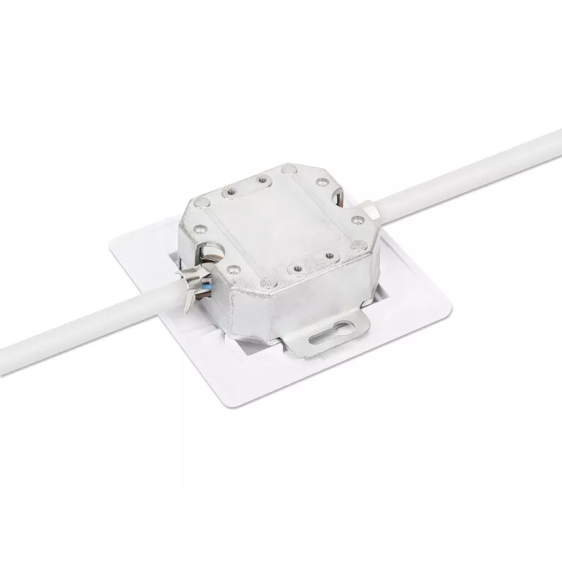 Intellinet 2-Port Cat6 10G Shielded RJ45 Wall Plate Flush Mount with Faceplate, STP, Signal biały RAL9003