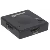 Przełącznik HDMI Manhattan 2-portowy, 1080p, łączy 2 źródła HDMI z 1 wyświetlaczem, przełączanie automatyczne i ręczne (przycisk), nie wymaga zewnętrznego zasilania, czarny, gwarancja 3 lata