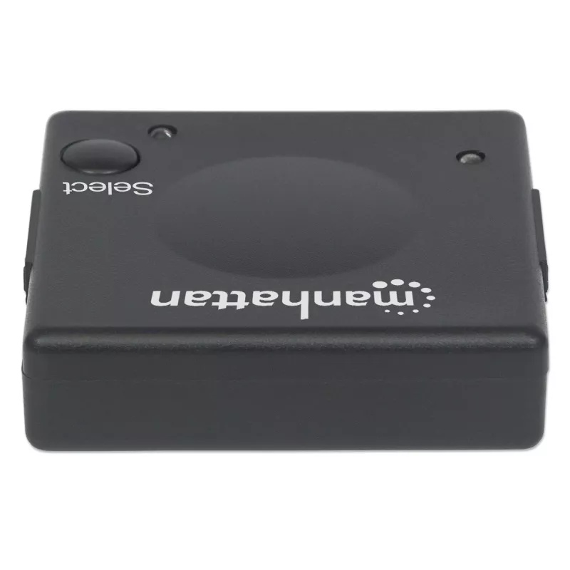 Przełącznik HDMI Manhattan 2-portowy, 1080p, łączy 2 źródła HDMI z 1 wyświetlaczem, przełączanie automatyczne i ręczne (przycisk), nie wymaga zewnętrznego zasilania, czarny, gwarancja 3 lata