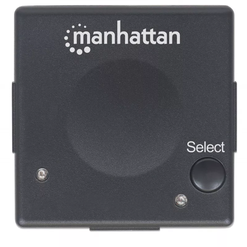 Przełącznik HDMI Manhattan 2-portowy, 1080p, łączy 2 źródła HDMI z 1 wyświetlaczem, przełączanie automatyczne i ręczne (przycisk), nie wymaga zewnętrznego zasilania, czarny, gwarancja 3 lata