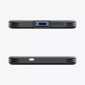 Spigen Galaxy S25 Case Tough Armor AI czarny pokrowiec ze stojakiem biurkowym