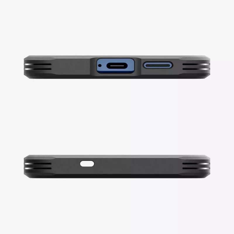 Spigen Galaxy S25 Case Tough Armor AI czarny pokrowiec ze stojakiem biurkowym