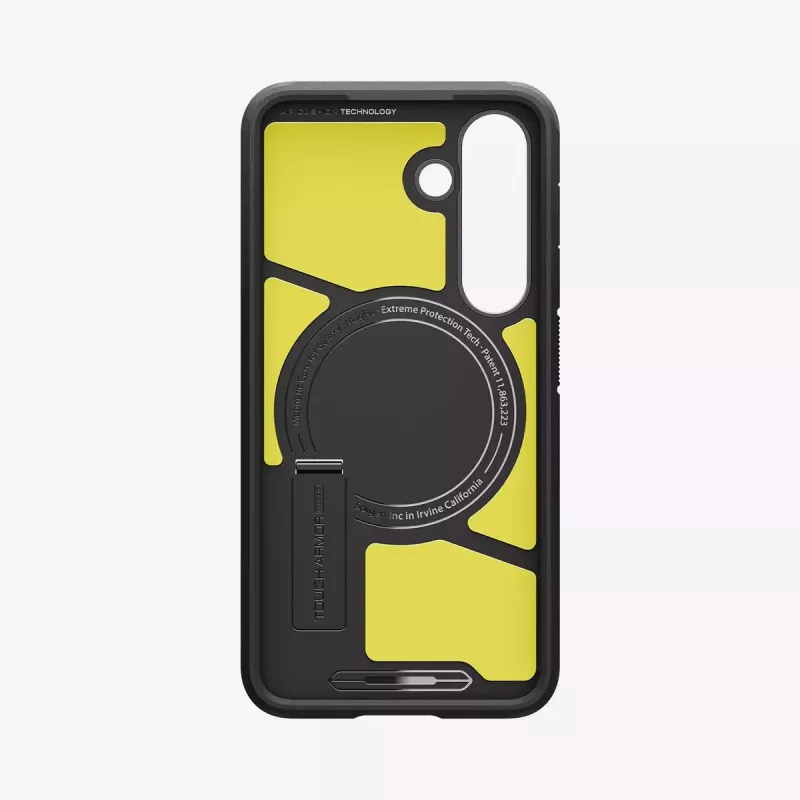 Spigen Galaxy S25 Case Tough Armor AI czarny pokrowiec ze stojakiem biurkowym