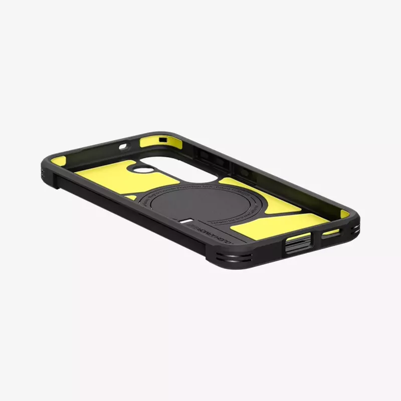 Spigen Galaxy S25 Case Tough Armor AI czarny pokrowiec ze stojakiem biurkowym