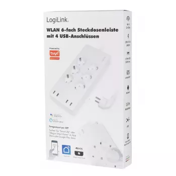LogiLink Wi-Fi Smart Socket outlet 6-drożne CEE 7/3 4x USB