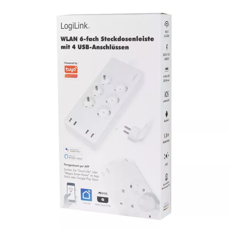 LogiLink Wi-Fi Smart Socket outlet 6-drożne CEE 7/3 4x USB