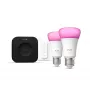 Philips Hue White and colour ambience Zestaw startowy: 2 inteligentne żarówki E27 + ściemniacz + Bridge Pro
