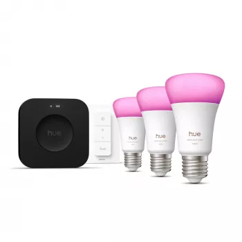 Zestaw startowy Philips Hue White and Colour Ambience — 3 inteligentne żarówki E27, ściemniacz, Bridge Pro, Bluetooth/Zigbee