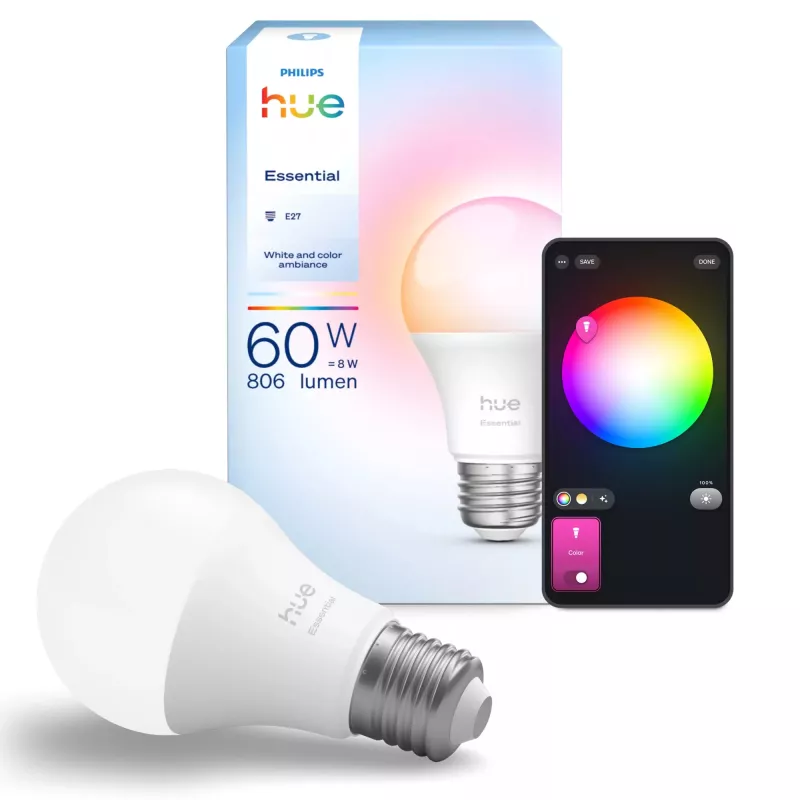 Philips Hue biały and colour ambience Essential A60 – żarówka inteligentna E27 – 806 lm – 8 W