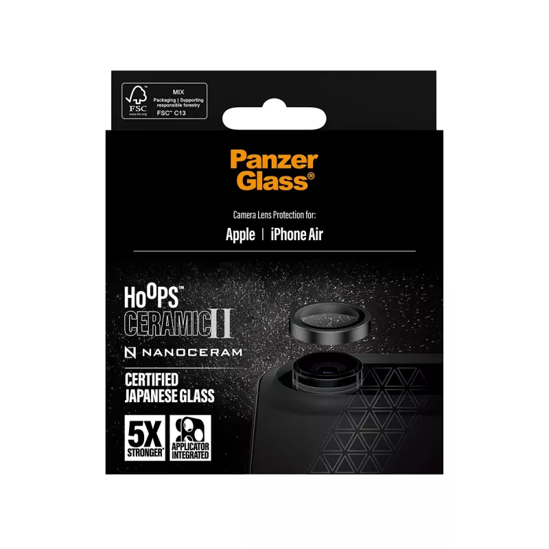 PanzerGlass Hoops Ceramic II ochrona obiektywu aparatu iPhone Air odporna na zarysowania i wstrząsy czarna