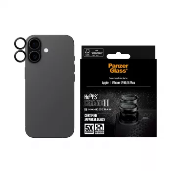 Ochronnik obiektywu aparatu PanzerGlass Hoops Ceramic II do iPhone 17 16 16 Plus odporny na zarysowania i wstrząsy