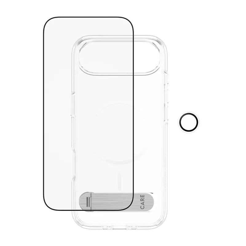 Zestaw ochronny na ekran PanzerGlass CARE 3-in-1 Feature Kick dla iPhone Air — szkło hartowane, PET, silikon, przezroczysty