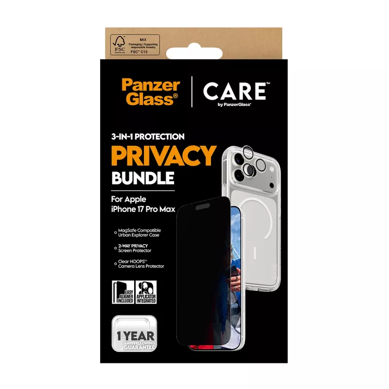 PanzerGlass ® | CARE by ® 3-in-1 Flagship Privacy Bundle iPhone 17 Pro Max