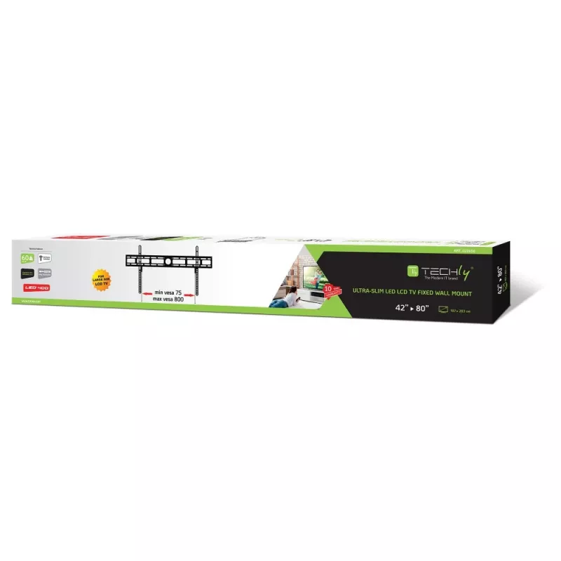 Uchwyt ścienny Techly do telewizorów LED LCD 42-80 Ultracienki Stały H400mm ICA-PLB 840