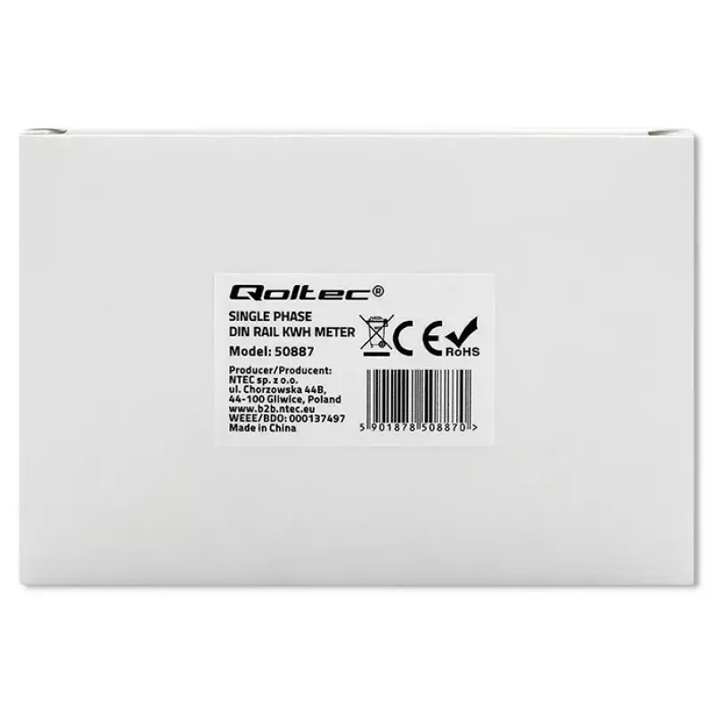 Jednofazowy licznik energii elektrycznej QOLTEC 50887 230 V LCD cienki