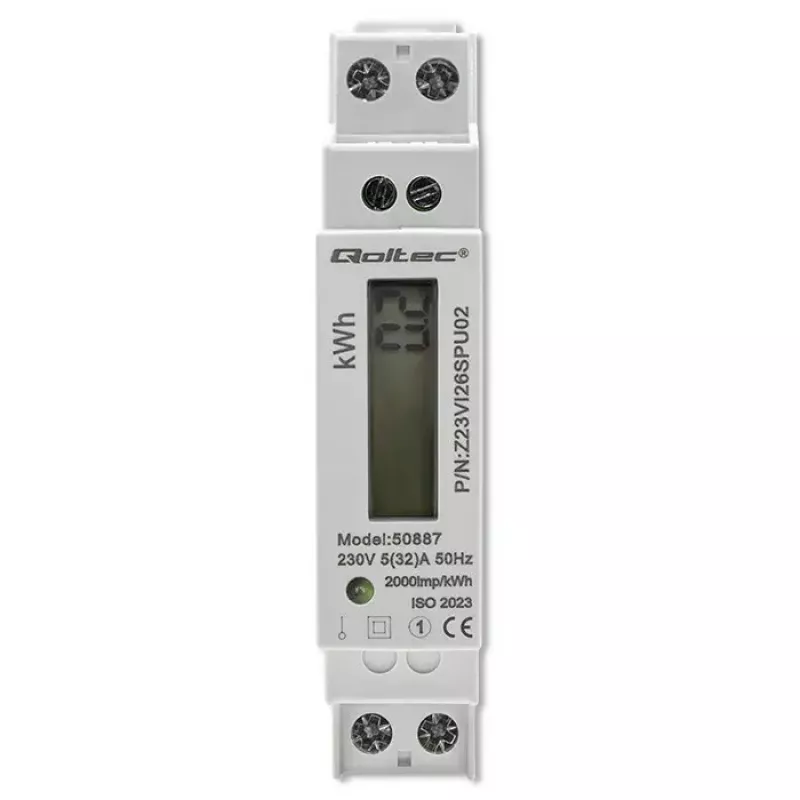 Jednofazowy licznik energii elektrycznej QOLTEC 50887 230 V LCD cienki