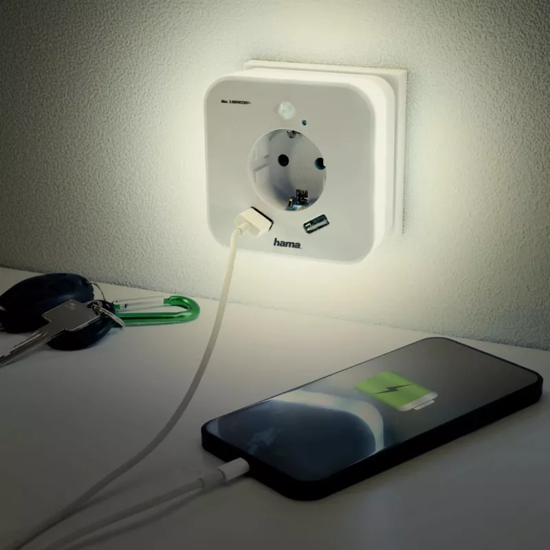 Lampka nocna do gniazdka Hama 00223507 ciepła biel LED 3000K