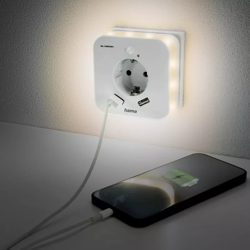 Lampka nocna do gniazdka Hama 00223507 ciepła biel LED 3000K
