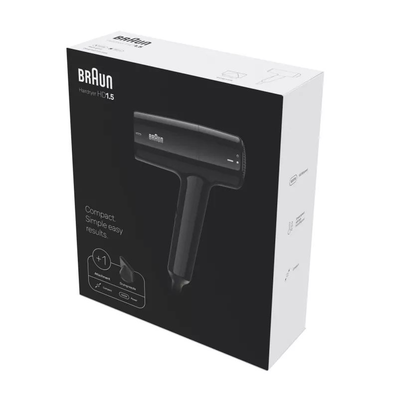 Suszarka do włosów BRAUN BRHD150E 1500W kompaktowa konstrukcja, 1500 W, składany uchwyt