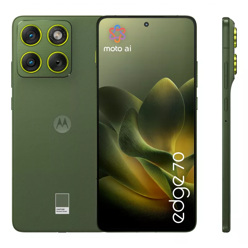 Smartphone Motorola edge 70 — 6,7 cala P-OLED, Snapdragon 7 Gen 4, 12 GB RAM, 512 GB, Dual SIM, 4800 mAh, Zielony, IP68/IP69