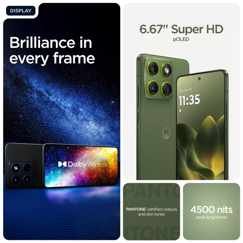 Smartphone Motorola edge 70 — 6,7 cala P-OLED, Snapdragon 7 Gen 4, 12 GB RAM, 512 GB, Dual SIM, 4800 mAh, Zielony, IP68/IP69