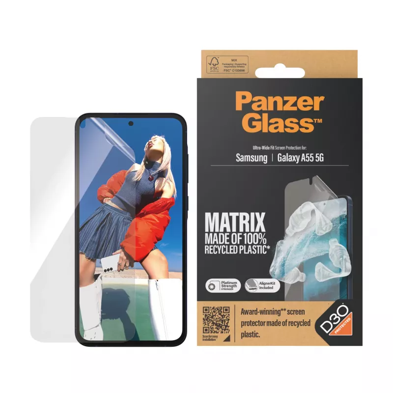 PanzerGlass ® ECO MATRIX Szkło ochronne Samsung Galaxy A55 5G | Ultra-Wide Fit z zestawem AlignerKit