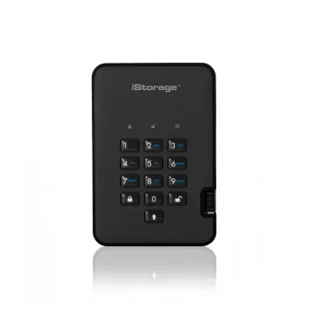 iStorage diskAshur² HDD 500GB Czarny | Bezpieczny przenośny dysk twardy | Sprzętowe szyfrowanie AES-XTS 256-bit | Ochrona PIN | Niezależne od systemu i platformy | Zgodność TAA | Ochrona przed atakami siłowymi | Odporność na kurz/wodę