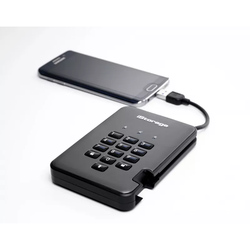 iStorage diskAshur PRO² Dysk twardy HDD 500 GB | Bezpieczny przenośny dysk twardy | Certyfikat FIPS 140-2 poziom 2, NCSC CPA, NLNCSA BSPA oraz NATO Restricted | Sprzętowe szyfrowanie AES-XTS 256-bit | Zabezpieczenie kodem PIN | Niezależny od systemu operacyjnego i platformy | Zgodność z RODO, TAA | Ochrona przed atakami siłowymi | Odporność na kurz i wodę