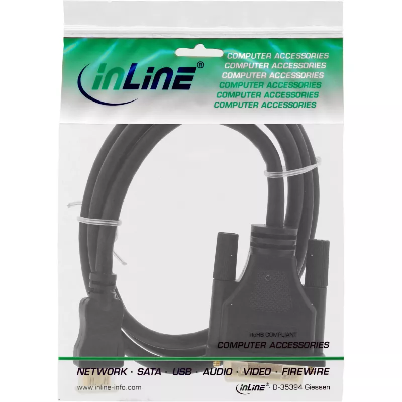 InLine Mini-HDMI to DVI kabel, HDMI C male to DVI 18+1 male, gold plated, 2m