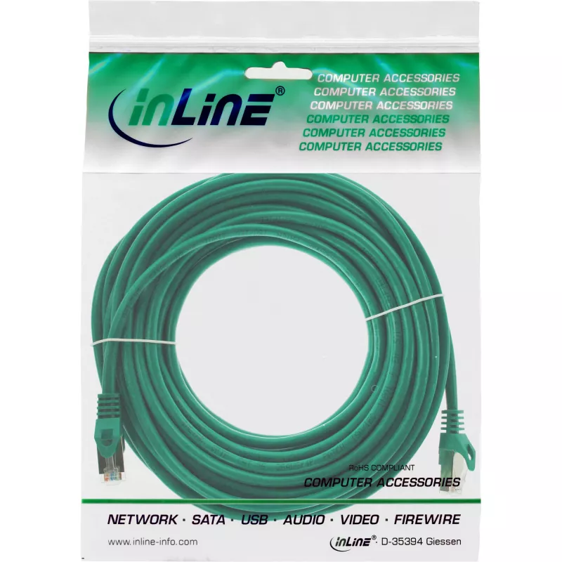 Kabel krosowy InLine SF/UTP Cat.5e zielony 10m