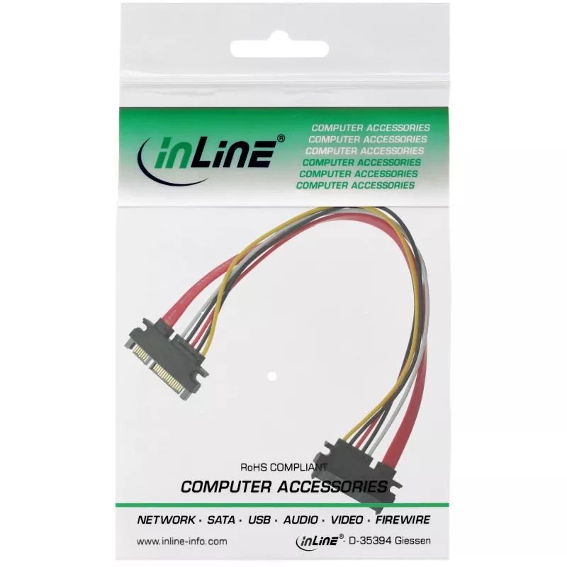 InLine Kabel SATA Data + Power SATA 6Gb/s męski / żeński 0,50m