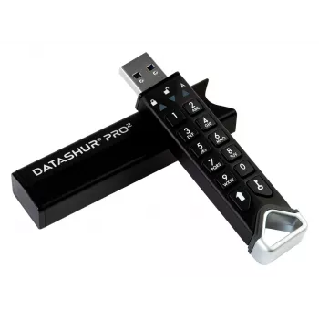 iStorage datAshur PRO2 128 GB | Bezpieczny pendrive | Certyfikat FIPS 140-2 Poziom 3 | Sprzętowe szyfrowanie AES-XTS 256-bitowe | Zabezpieczenie hasłem | Odporny na kurz/wodę |