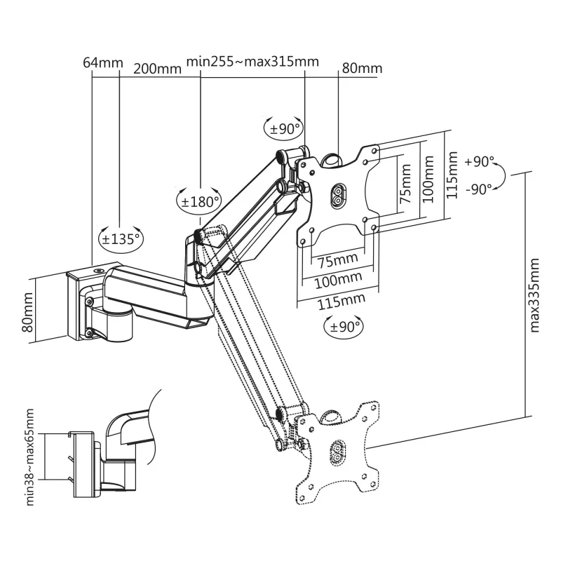 Uchwyt do monitora InLine 23183C srebrny maks. obciążenie 9 kg min. ekran 17 cali