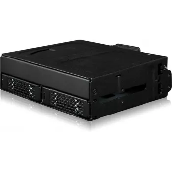 Obudowa adaptera U.2 na SlimSAS NVMe, Icy Dock ToughArmor MB105VP-B, PCIe 4.0, obsługuje 2 napędy 2,5 cala, 1 zatoka 5,25 cala