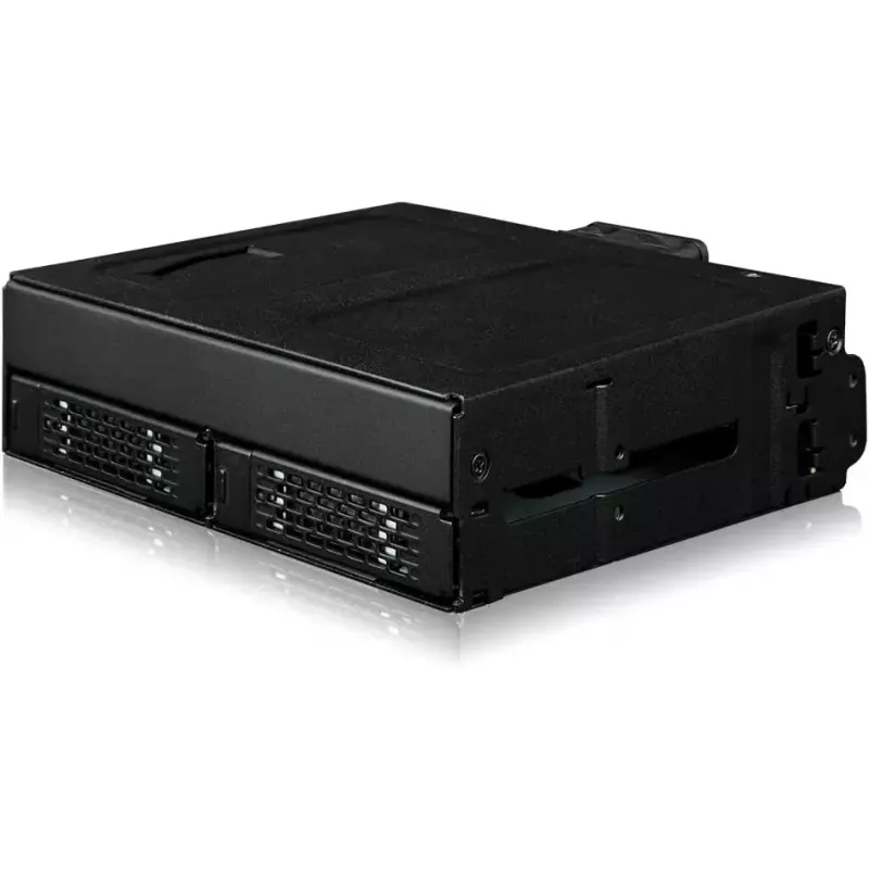 Obudowa adaptera U.2 na SlimSAS NVMe, Icy Dock ToughArmor MB105VP-B, PCIe 4.0, obsługuje 2 napędy 2,5 cala, 1 zatoka 5,25 cala