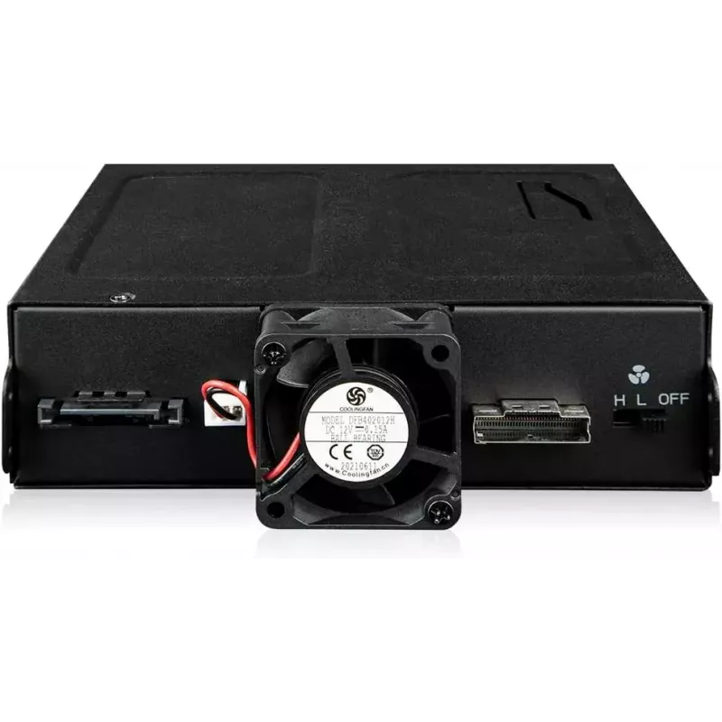Obudowa adaptera U.2 na SlimSAS NVMe, Icy Dock ToughArmor MB105VP-B, PCIe 4.0, obsługuje 2 napędy 2,5 cala, 1 zatoka 5,25 cala