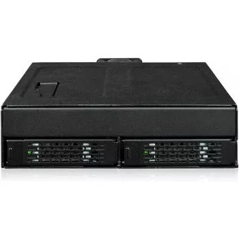 Obudowa adaptera U.2 na SlimSAS NVMe, Icy Dock ToughArmor MB105VP-B, PCIe 4.0, obsługuje 2 napędy 2,5 cala, 1 zatoka 5,25 cala